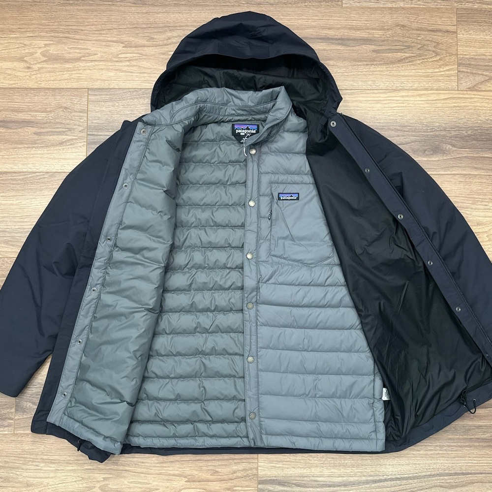 NEW Patagonia Downdrift 3 in 1 Jacket in Ink Black Size L - Picture 2 of 16